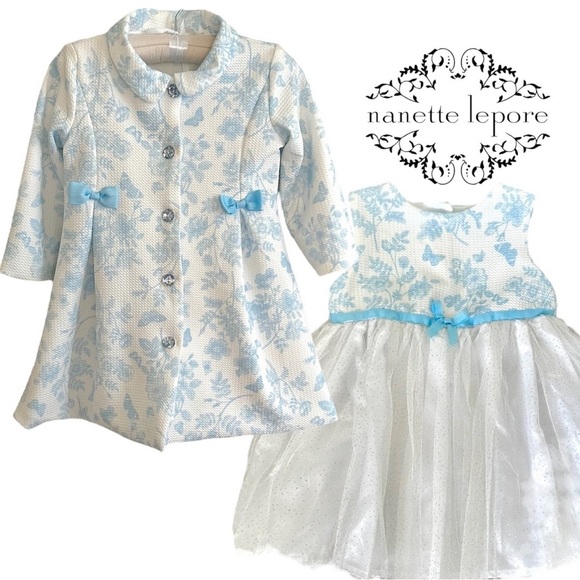 Nanette Baby 18 Month Toile Tulle Dress & Matching Peacoat Jacket- RARE